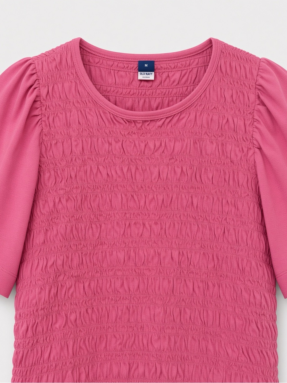Old Navy Hot Pink Smocked Short Sleeve Top